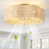 Glmthux Caged Ceiling Fan with Lights, Flush Mount 20" Boho