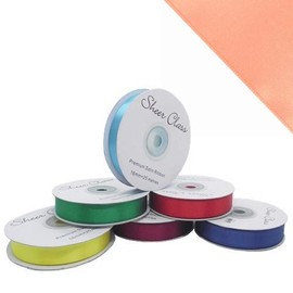 25M Single roll of Double Faced Satin Ribbon 3mm, 6mm, 10mm, 16mm Widths (Peach, 16mm)