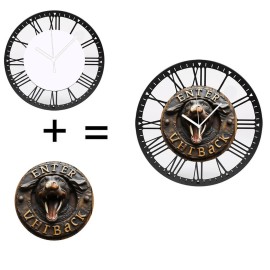 Gothic Style 25cm Round Iron Clock with Ornate Roman Numeral Designsheet size: 10 inch, color: White
