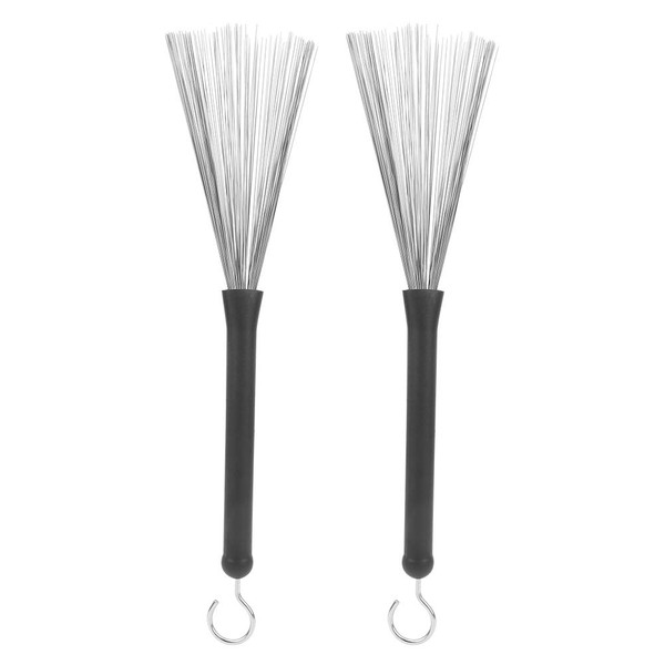 Drum Brush, 2pcs Rubber Stainless Steel Wire Retractable Jazz Percussion