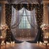 10x10ft Black Tulle Backdrop Curtain with Lights String for Parites,