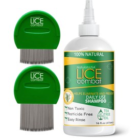 Lice Treatment | Shampoo & Two Combs | Helps Cure Lice & Nits | Repels & Prevents | Pesticide Free | 100% Natural | Tea Tree + Coconut Oil | Best Value | Smells Great.