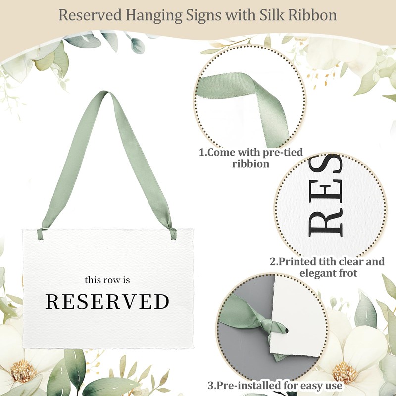 12 Pcs Reserved Seating Signs for Wedding Ceremony,Sage Green