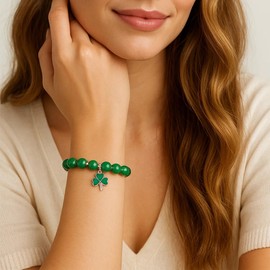 POWWA St Patrick's Day Earrings Bracelet with Design Cards, Irish Green Shamrock Earrings Gift for Women Girls Festive Costume Party Accessory for St Patrick's Day, Stainless Steel