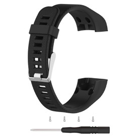 TenCloud Strap Compatible with Vivosmart HR+ Bands Replacement Striped Sport Straps with Tool Kits for Garmin vívosmart HR Plus Tracker (Black)