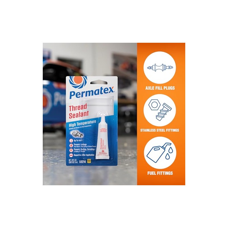 Permatex 59214 High Temperature Thread Sealant, 6 ml Tube, Pack