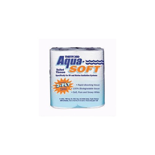 Thetford 03300 Aqua-Soft Toilet Tissue 2-Ply / 4-Pack Quantity 12