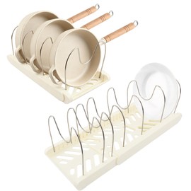 Pot and Pan Organizer Under Cabinet, Expandable Pan Organizer, White