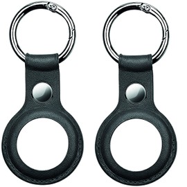 Urcover Protective Case Compatible with AirTag in Black, Pack of 2, Scratch-Resistant Portable Case with Key Ring, Protection Against Impact, Dirt Scratches, Accessories, Bluetooth Tracker