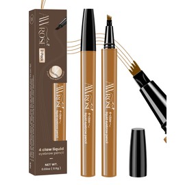 AWROSE Eyebrow Pencil, 2 Pack 3D Microblading 4-Tip Eyebrow Pen, Magic Precise Waterproof Natural Eye Brow Pen with Hair Like Strokes, 4 Fork Tip Multi-Used Eye Brow Pencils for Women, Men
