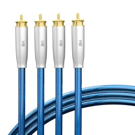 kaiboer Silver Plated Shielded RCA Audio Cable, Single Crystal Copper Dual RCA Male to Male Signal Audio Cable