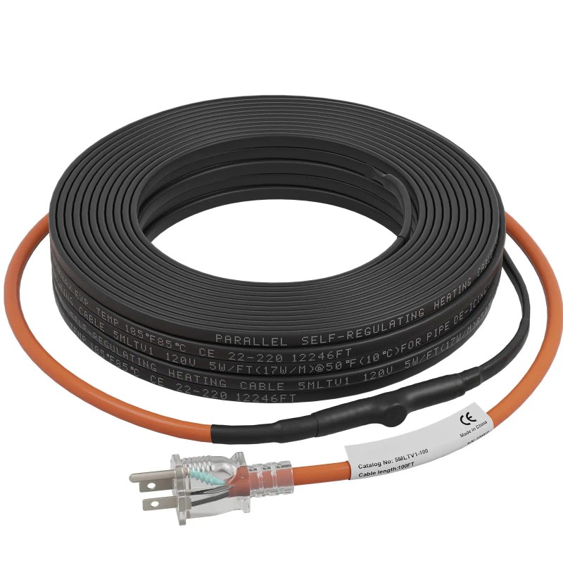 100-Foot Self-Regulating 5W/ft Heat Tape Pipe Heating Cable Freeze Protection