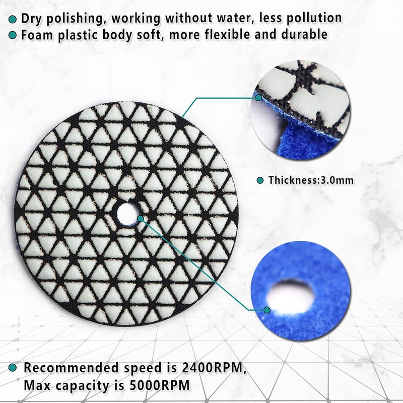 FACHLICH Dry Diamond Polishing Disc, Pack of 9, for Granite,