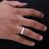 Wishrocks 3 Stone Style Men's Ring Lab Created Moissanite Wedding
