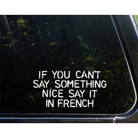 If You Can't Say Something Nice Say It in French - 7" x 4" - Vinyl Die Cut Decal/Bumper Sticker for Windows, Cars, Trucks, Laptops, Etc.