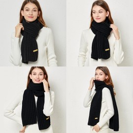 ORANZT Knitted Scarf Long Soft Winter Knitted Scarf Plain Fashion Pashmina Scarf, black