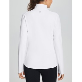 BALEAF Women's Fleece Pullover Jacket Water Resistant Half Zip Thermal Golf Shirts Cold Weather Running Gear Winter White S