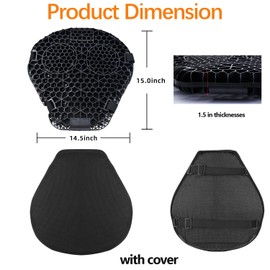 Motorcycle Seat Cushion with Seat Cover, 3D Honeycomb Structure, Breathable Shock Absorption Motorcycle seat Cover, Motorcycle Gel Seat Pad for Comfortable Long Rides