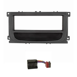 tomzz Audio 2415-047 Radio Fascia Set Compatible with Ford Focus 2 Mondeo S-Max C-Max Galaxy Kuga Black with Storage Compartment Quadlock Adapter ISO