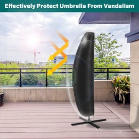 VORHOT Parasol Protective Cover for Cantilever Parasol, Diameter 2-4 m, 420D Oxford Fabric Tarpaulin with Pole, Waterproof, UV-Anti-Snow, Cover for Balcony Umbrella, Market Umbrella, Garden Umbrella,