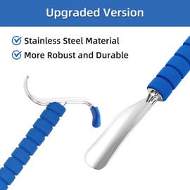 Metal Shoe Horn & Dressing Stick - Sock Remover Tool Independent Living Aids for Elderly Disabled Men Women