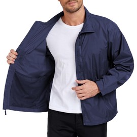 Aoyoting Mens Windbreaker Jackets Lightweight Packable Summer Jacket Men, Windproof and Dustproof Navy