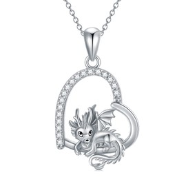 PROESS Sterling Silver Dragon Necklace Dragon Jewelry Dragon Gifts for Women with 20 Inch Chain