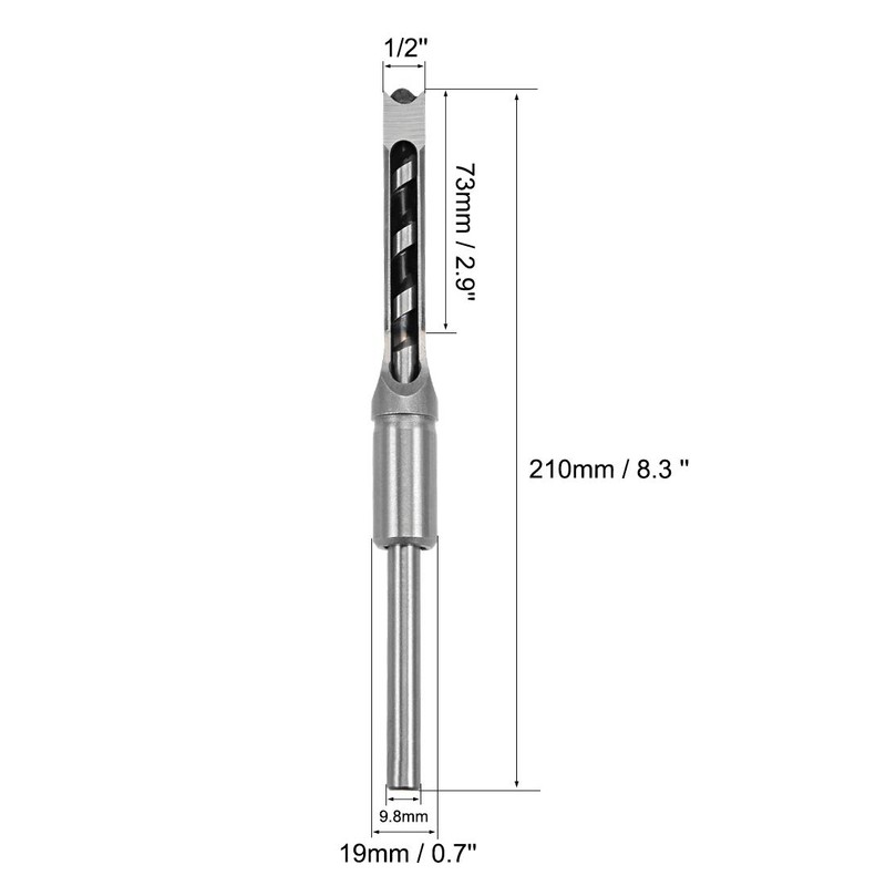 uxcell Square Hole Drill Bit, 1/2 Inch High-Carbon Steel Hollow