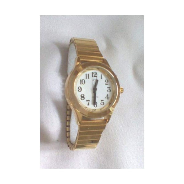 Lady's Talking Alarm Watch Gold Tone Time,Month,Date,Day for Low Vision or Blind