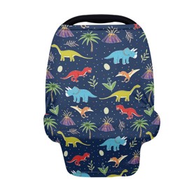 ZFRXIGN Dinosaur Baby Car Seat Cover Canopy Nursing Cover Cute Carseat Cover Girl Scarf High Chair Shopping Cart Cover Soft Stretchy Baby Carseat Covers Dark Blue