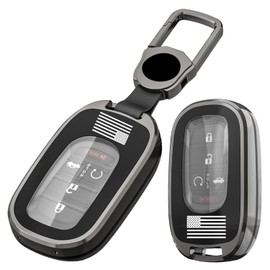 MugiVSE Metal Key Fob Cover for Honda Accord Civic CRV Pilot Ridgeline Odyssey Passport,Alloy Armor TPU Key Fob Cover,Keyless Remote Control, Stars and Stripes