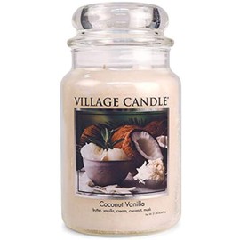 Village Candle Coconut Vanilla Large Glass Apothecary Jar Scented Candle, 21.25 oz, White
