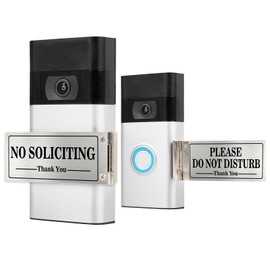 Do Not Disturb Sign for Doorbell – Rotatable No Soliciting Doorbell Cover. Metal sign for front door/house. Easy to install. Great gift for dog owners and exhausted moms with sleeping babies (Silver, DO NOT DISTURB)