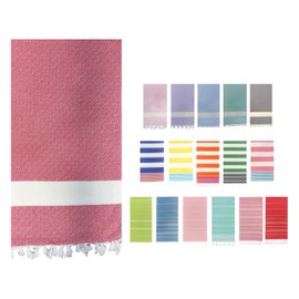 Turkish Beach Towel - Oversized Towels (39"x71") with Travel Bag, Prewashed Lightweight Travel and Pool Towel, Turkish Cotton, Sand Free, Ultra Soft, Quick Dry, Bath Towels (Diamond Red)