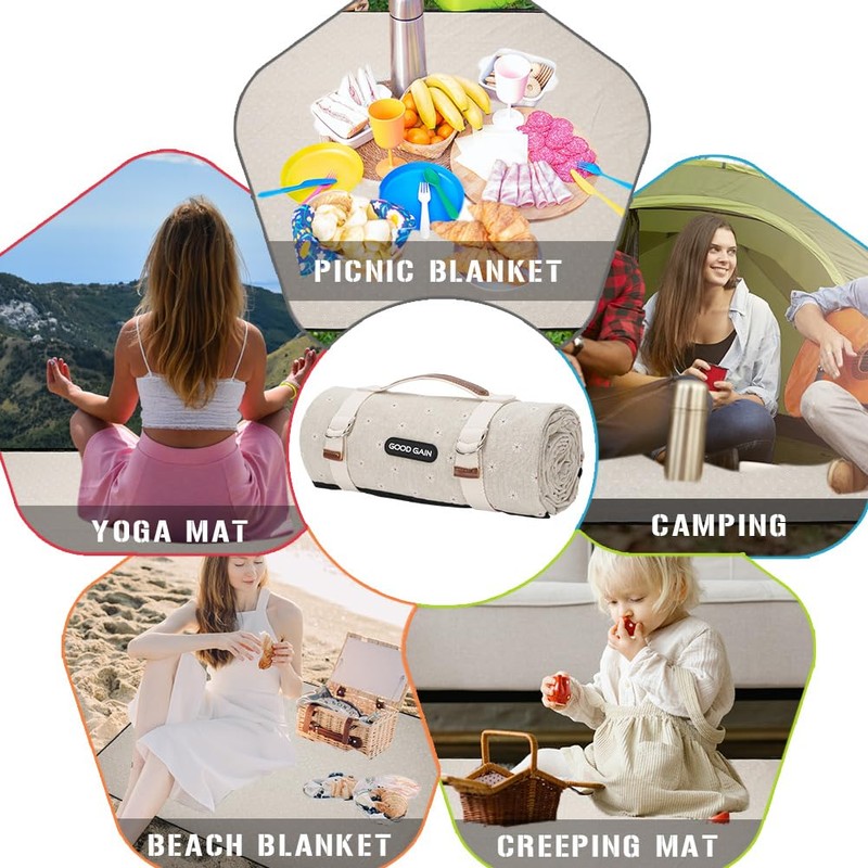 G GOOD GAIN Picnic Blankets Waterproof Extra Large - Outdoor