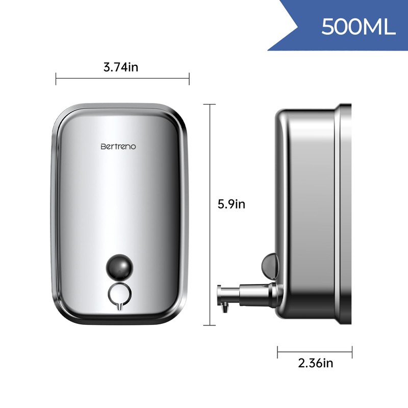 Bertreno Commercial Soap Dispenser Wall Mount Stainless Steel Soap Dispensers
