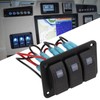 3 Gang Rocker Switch Overcurrent Protection LED Blue Backlit IP65