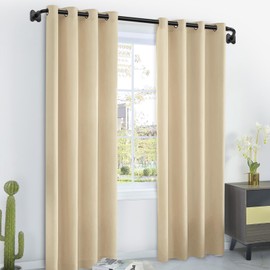 Blackout Curtain Rods for Windows 35 to 60 Inch, USFOOK Black Wrap Around Curtain Rod, Room Darkening Drapery Rods