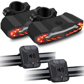 KCMYTONER Smart Bicycle Tail Light with Turn Signals, Anti-Theft Alarm and Automatic Brake Light, Wireless Remote Control Bike Rear Light Back USB Rechargeable Safety Warning Cycling Light,2 PK