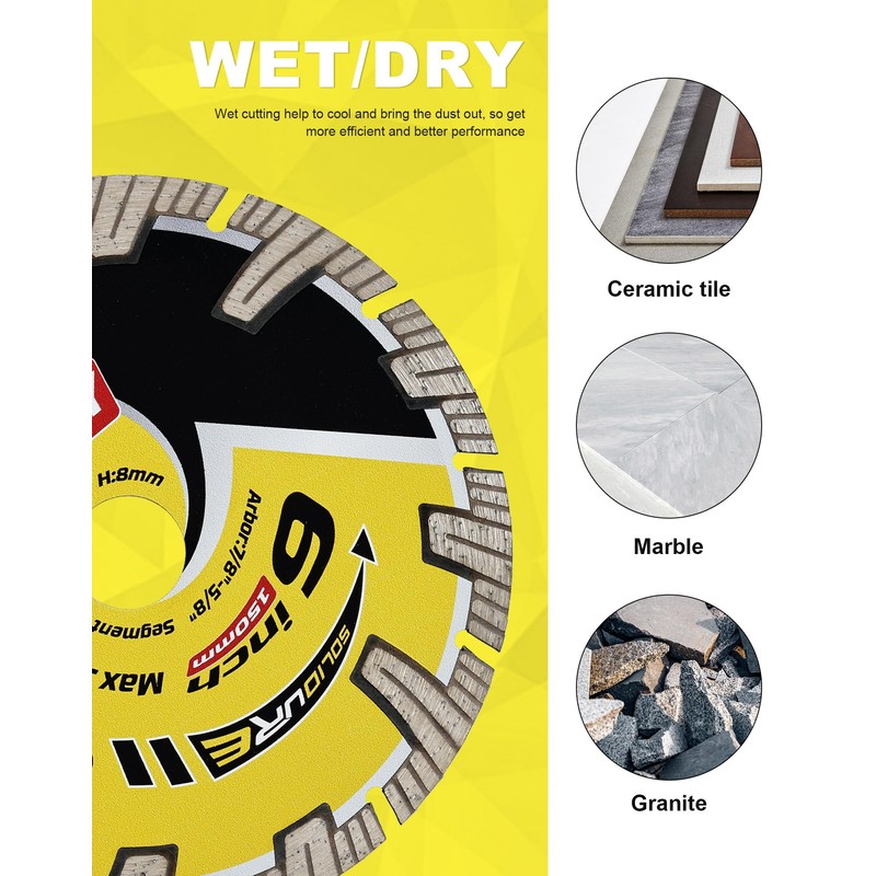 Solidure Diamond Cutting Discs Diameter 150 mm x 22.23 mm
