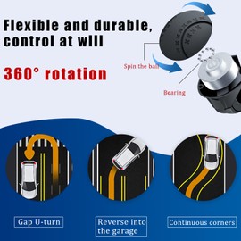 Pincuttee - Tirador de volante, perilla de volante, cojinetes de silicona suave y metal, para coche, tractor, camiones, barcos, cortacéspedes, carretillas elevadoras (redondo, negro, 1 unidad)