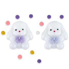 AYNKH 2 Pcs Rabbit Squeeze Toy Embracing a Pink Bow Tie, with Colorful Plush Ball, Cartoon Rabbite Squeeze Toy, for Stress Relief Fidget Toys, Small Gifts for Children from 6 Years