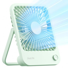 JISULIFE Desk Fan Battery Rechargeable, 4500mAh 180°Foldable Portable Personal Fan, 4 Speeds Adjustable Long Battery-life for Home Office Travel Outdoor Gifts for Women Men-Green