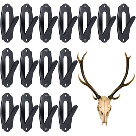 Lounsweer 15 Pack European Skull Mount Hanger Skull Wall Mount Bracket Hangers with Installing Kits for Deer Mule Elk Antelope Coyote(Black)