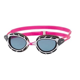 Zoggs Predator Goggles, UV Protection Swim Goggles, Quick Adjust Swim Goggle Straps, Fog Free Adult Swim Goggle Lenses, Goggle, Ultra Fit, Pink/White/Tint Smoke - Smaller Fit