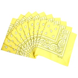 FANNI YOUPIN 100% Cotton Bandanas/Fashion Scarf for Men & Women Paisley printed Large 10pcs (Yellow)