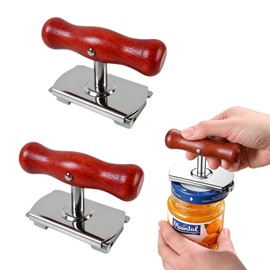 A can Opener Designed specifically for Those with Limited Strength and Elderly People with Arthritis; a Stainless Steel can Opener Featuring an Ergonomic Wooden Handle（2pcs）