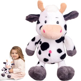 SZJFYMQ Cow Cuddly Toy, Cow Plush Toy, 25 cm White Cuddly Toy, Cow, Cuddly Toy, Cow Plush Toy, Super Soft Plush Cute Doll, Boys Girls Birthday Christmas Valentine's Day