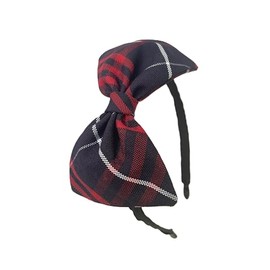 ClassExceed School Headband, Plaid bow headband, back to school, available in variety of school plaids (Plaid 37 Classic Navy Red large plaid, Regular)