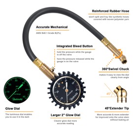 AstroAI Tire Pressure Gauge, 0-60 PSI, Certified ANSI B40.1 Accurate with Large 2" Dial Easy to Read for Car, SUV, Truck & Motorcycle